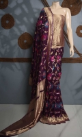 Banarsi Embroidered Katan Silk Unstitched Saree