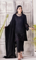 Shirt Front : Full Front Embroidered Cambric Shirt Back : Dyed Cambric Sleeves : Embroidered Cambric Dupatta : Embroidered Chiffon Trouser : Dyed Cambric  Embroidery Details: Full Embroidered Shirt's Front Embroidered Sleeves Embroidered Dupatta