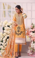Shirt: Embroidered & Digital Printed Cambric (3 meters) Dupatta: Digital Printed Brosha Jacquard (2.5 meters) Trouser: Dyed Cambric (2.5 meters)  Embroidery Details: Full Front Embroidered Chikankari on Shirt