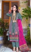 Shirt: Printed Cambric (3 meters) Dupatta: Lawn Doriya Jacquard Dupatta (2.5 meters) Trouser: Dyed Cambric (2.5 meters)