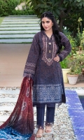 Shirt: Printed Cambric (3 meters) Dupatta: Lawn Doriya Jacquard Dupatta (2.5 meters) Trouser: Dyed Cambric (2.5 meters)