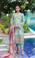 Shirt: Printed Cambric (3 meters) Dupatta: Lawn Doriya Jacquard Dupatta (2.5 meters) Trouser: Dyed Cambric (2.5 meters)