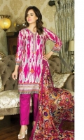 3 pcs embroidered Lawn with printed Chiffon dupatta 