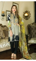 3 pcs embroidered Lawn with printed Chiffon dupatta 