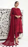 Embroidered Chiffon Shirt Front Embroidered Chiffon Back Embroidered Chiffon Sleeves Embroidered Chiffon Chiffon Dupatta Dyed Trouser