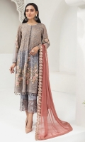 Embroidered Chiffon Shirt Front Embroidered Chiffon Back Embroidered Chiffon Sleeves Embroidered Chiffon Chiffon Dupatta Dyed Trouser