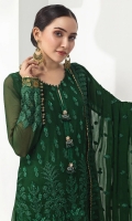 Embroidered Chiffon Shirt Front Embroidered Chiffon Back Embroidered Chiffon Sleeves Embroidered Chiffon Chiffon Dupatta Dyed Trouser