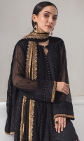 Embroidered Chiffon Shirt Front Embroidered Chiffon Back Embroidered Chiffon Sleeves Embroidered Chiffon Chiffon Dupatta Dyed Trouser