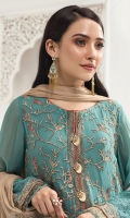 Embroidered Chiffon Shirt Front Embroidered Chiffon Back Embroidered Chiffon Sleeves Embroidered Chiffon Chiffon Dupatta Dyed Trouser