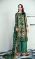 Embroidered Chiffon Front Embroidered Chiffon Back Embroidered Chiffon Sleeves Embroidered Chiffon Dupatta Embroidered Trouser Patch Grip Trouser