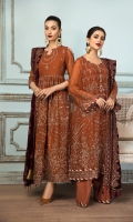 Embroidered Chiffon Front  Embroidered Chiffon Back Embroidered Chiffon Front + Back Body Embroidered Chiffon Front + Back Patch  Embroidered Chiffon Sleeves Embroidered Micro Velvet 9000 Shawl Dyed Raw Silk Trouser