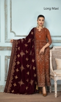 Embroidered Chiffon Front  Embroidered Chiffon Back Embroidered Chiffon Front + Back Body Embroidered Chiffon Front + Back Patch  Embroidered Chiffon Sleeves Embroidered Micro Velvet 9000 Shawl Dyed Raw Silk Trouser