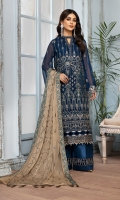 Embroidered Chiffon Front  Embroidered Chiffon Back Embroidered Chiffon Front + Back Body Embroidered Chiffon Front + Back Patch 2 Embroidered Chiffon Sleeves Embroidered Chiffon Dupatta Dyed Russian Grip Trouser