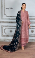 Embroidered Chiffon Front  Embroidered Chiffon Back Embroidered Chiffon Right + Left Kalli Embroidered Chiffon Front + Back Patch  Embroidered Chiffon Sleeves Embroidered Micro Velvet 9000 Shawl Dyed Raw Silk Trouser