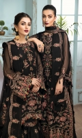 Embroidered Chiffon Front  Embroidered Chiffon Back Embroidered Chiffon Sleeves Embroidered Chiffon Right + Left Panel Embroidered Chiffon Front + Back Patch 2 Embroidered Chiffon Dupatta Embroidered Russian Grip Trouser