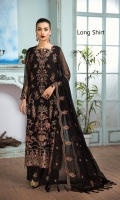 Embroidered Chiffon Front  Embroidered Chiffon Back Embroidered Chiffon Sleeves Embroidered Chiffon Right + Left Panel Embroidered Chiffon Front + Back Patch 2 Embroidered Chiffon Dupatta Embroidered Russian Grip Trouser