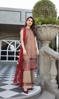 Embroidered Chiffon Front Embroidered Chiffon Back Embroidered Chiffon Sleeves Embroidered Front (2) + Back (2) + Sleeves Patch Embroidered Chiffon Dupatta Raw Silk Trouser