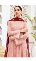 Embroidered Chiffon Front Plain Chiffon Back Embroidered Front Body Embroidered Chiffon Sleeves Embroidered Chiffon Front + Back Border Patch Embroidered Sleeves Patch Embroidered Chiffon Dupatta Dyed Raw Silk Trouser