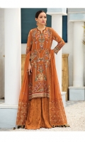 Embroidered Chiffon Front Embroidered Chiffon Back Embroidered Chiffon Side Kalli Embroidered Chiffon Sleeves Embroidered Chiffon Front + Back Border Patch Embroidered Sleeves Patch Embroidered Chiffon Pallu Dupatta Embose Grip Ghagra