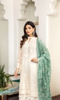 Embroidered Chiffon Front Embroidered Chiffon Back Embroidered Chiffon Sleeves Embroidered Chiffon Front + Back Patch Embroidered Neckline Patch Embroidered Chiffon Dupatta Embroidered Dupatta Patch Dyed Raw Silk Trouser