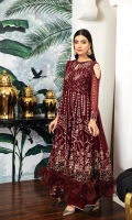 Embroidered Chiffon Front Kalli Embroidered Chiffon Back Kalli Embroidered Chiffon Front Back Body Embroidered Chiffon Sleeves Embroidered Chiffon Front + Back Laser Cut Patch Embroidered Chiffon Pallu Dupatta Dyed Grip Trouser  Model Size: