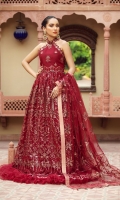 Embroidered Net Front  Embroidered Net Back Embroidered Front Body Embroidered Back Body Embroidered Net Sleeves Embroidered Front + Back Patch 2  Embroidered Neckline Patch  Embroidered Belt Patch Embroidered Net Pallu Dupatta  Dyed Russian Grip Trouser