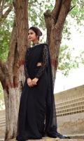 Black chiffon sarre with embroidery on paloo and blouse stone work on blouse