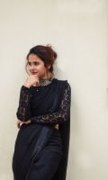 Black chiffon sarre with embroidery on paloo and blouse stone work on blouse