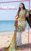Shirt : Printed Lawn Shirt with Embroidered Front. Dupatta : Printed Silk/Net Dupatta. Trouser : Printed Lawn Trouser.