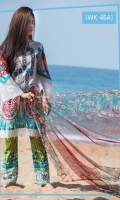 Shirt : Printed Lawn Shirt with Embroidered Front. Dupatta : Printed Silk/Net Dupatta. Trouser : Printed Lawn Trouser.
