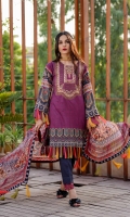 Printed Lawn Front, Back & Sleeves Printed Chiffon Dupatta Embroidered Neckline Dyed Trousers