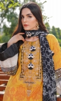 Printed Lawn Front, Back & Sleeves Printed Chiffon Dupatta Embroidered Neckline Embroidered Front & Back Ghera Patti Embroidered Sleeves Patti Embroidered Kites (21Qty) Dyed Trousers