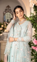 Embroidered Front Neck Panel Polynet Embroidered Front Back & Sleeves Spray Polynet Embroidered Connector Patti Organza Embroidered Daman Patti Organza Embroidered 3D Motifs Organza Embroidered Sleeves Patti Organza Embroidered Polynet Dupatta Dyed Inner Shirt Cotton Silk Dyed Trouser Raw silk