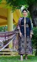 Embroidered Lawn Front Lawn Back & Sleeves Foil Printed Net Dupatta Front & Back Border Patti Sleeves Embroidered Patti Embroidered Center Patti Plain Cambric Trouser