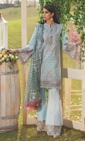 • Embroidered Lawn Shirt Center Panel • Embroidered Lawn Shirt Right & Left Panel • Embroidered Shirt Lawn Back • Embroidered Lawn Sleeves • Embroidered Center Panel Motifs • Embroidered Shirt Connector Trim • Embroidered Shirt Front Border • Embroidered Shirt Back Border • Embroidered Sleeves Border • Foil Print Net Dupatta • Embroidered Trouser Border • Cambric Cotton Trouser