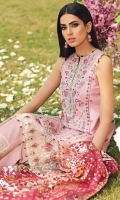 • Embroidered Lawn Center Panel • Embroidered Lawn Shirt Right & Left Panel • Embroidered Lawn Shirt Back • Embroidered Lawn Sleeves • Embroidered Shirt Connector Trim • Embroidered Sleeves Border • Embroidered Shirt Back Border • Embroidered Center Panel Motifs • Embroidered Shirt Hem Border • Foil Print Net Dupatta • Embroidered Trouser Border • Cambric Cotton Trouser