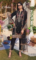 • Embroidered Lawn Shirt Center Panel • Embroidered Lawn Shirt Right Panel • Embroidered Lawn Shirt Left panal • Plain Lawn Shirt Back • Embroidered Lawn Sleeves • Printed Digital Chatta Patti For Trims • Embroidered Middle Panel Hem Motifs • Embroidered Shirt Hem Border • Embroidered Shirt Connector Trim • Embroidered Shirt Back Border • Embroidered Net Dupatta • Embroidered Trouser Motifs • Cambric Cotton Trouser