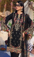• Embroidered Lawn Shirt Center Panel • Embroidered Lawn Shirt Right Panel • Embroidered Lawn Shirt Left panal • Plain Lawn Shirt Back • Embroidered Lawn Sleeves • Printed Digital Chatta Patti For Trims • Embroidered Middle Panel Hem Motifs • Embroidered Shirt Hem Border • Embroidered Shirt Connector Trim • Embroidered Shirt Back Border • Embroidered Net Dupatta • Embroidered Trouser Motifs • Cambric Cotton Trouser