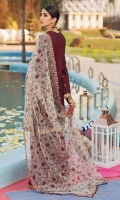 • Print/Embroidered Rocket Net Dupatta • Four-Sided Embroidered Dupatta Border • Jacquard Shirt Front & Sleeves • Plain Woven Shirt Back • Embroidered Neckline • Embroidered Front Shirt Corner Motifs • Embroidered Shirt Hem Motifs • Embroidered Shirt Hem Border • Embroidered Sleeves Motifs • Embroidered Sleeves Border • Embroidered Shirt Back Border • Printed & Embroidered Khadi Dupatta • Embroidered Trouser Border • Cambric Cotton Trouser
