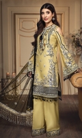 • Embroidered Lawn Shirt Front 1M • Embroidered Lawn Shirt Back 1M • Embroidered Lawn Sleeves 0.67M • Embroidered Sleeves Border 2PCS • Embroidered Front & Back Shirt Hem Border 1.52M • Embroidered Net Dupatta 2.5M • Embroidered Dupatta Border 4 Sided 8M • Dyed Cotton Cambric Trouser 2.5M • Embroidered Trouser Patch 2PCS