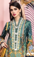 Digital Printed Lawn Shirt Embroidered Neckline Border Embroidered Shirt  Hem Border Embroidered Sleeve Border Digital Printed Chiffon Dupatta Dyed Cotton Cambric Trouser Printed Trouser Borders