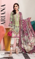 Digital Printed Lawn Shirt Embroidered Neckline Border Embroidered Shirt Hem Border Embroidered Sleeve Border Digital Printed Chiffon Dupatta Dyed Cotton Cambric Trouser Printed Trouser Borders