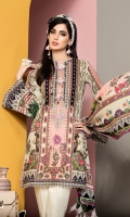 Digital Printed Lawn Shirt Embroidered Neckline Embroidered Sleeve Border Embroidered Shirt Hem Border Digital Printed Chiffon Dupatta Dyed Cotton Cambric Trouser Embroidered Trouser Borders