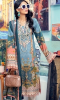 Digital Printed Lawn Shirt Embroidered Neckline Embroidered Front Daman Border Embroidered Sleeve Border Embroidered Trouser Border Cambric Cotton Trouser Digital Printed Chiffon Dupatta