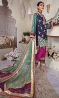 Embroidered Chiffon Front Embroidered Chiffon Back Kattan Silk Printed Sleeves Embroidered Sleeves Border Embroidered Daman Patch Embroidered Daman Front Border Embroidered Neckline Embroidered Back Border Raw Silk Trouser Kattan Silk Printed Trouser Border Embroidered Trouser Border Kattan Silk Screen print Trouser + Shirt Trim Embroidered Net Dupatta Kattan Silk Printed Dupatta Pallu Kattan Silk Screen Print Dupatta Border 1 Kattan Silk Screen Print Dupatta Border 2