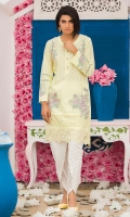 Chic, semi-formal straight kameez embellished with laces and embroidery with tulip pants.