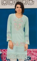 Chic, semi-formal straight kameez embellished with laces and embroidery.