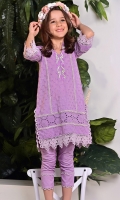 Mayflower lilac chikan kurta with an embroidered neckline and matching pants.