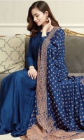 Victrix Blue Rawsilk Marori chaadar paired with a cotton net anarkali.