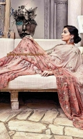 This chic two toned sari has hues of rose petal pink with pearls all over. It has floral embroidery with a pop of fuchsia to enhance the work.